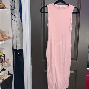 Baby pink women’s below the knee dress